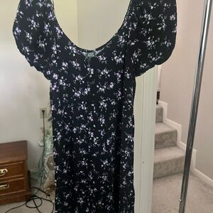 Wild Fable Black Dress with Purple Floral Design